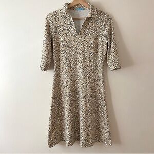J. McLaughlin Abstract Animal Print Catalina Collared Dress 3/4 Sleeve Mini XS